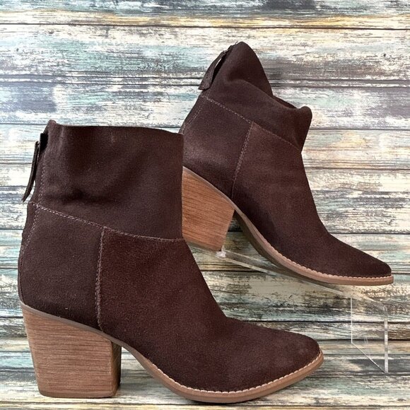 MATISSE Womens Slouch Ankle Boots Size 10M Brown Suede Block Heel Almond Toe Zip - Picture 1 of 14